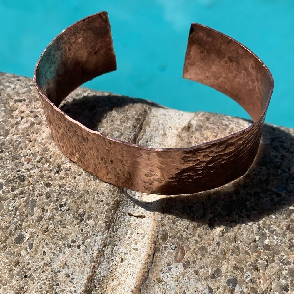 Copper Adjustable Bangle With Hammered Texture - image 3